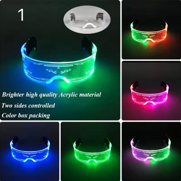 BOGO Style 3 Luminous LED Sunglasses Color Change Eyeglasses Party Halloween - Picture 7 of 10